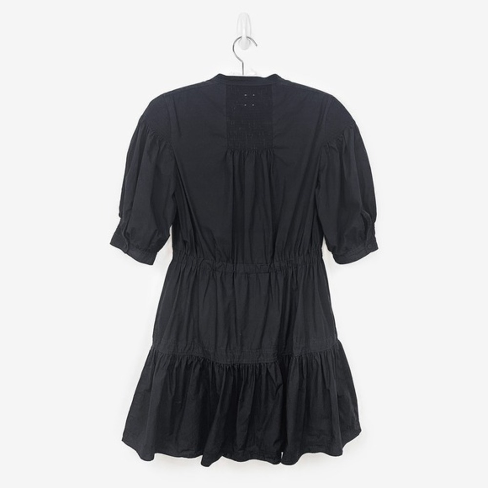 La Vie Rebecca Taylor Tiered Mini Dress Size M Black Cotton Classic Quiet Luxury - Picture 2 of 9